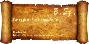 Brtyka Szilamér névjegykártya